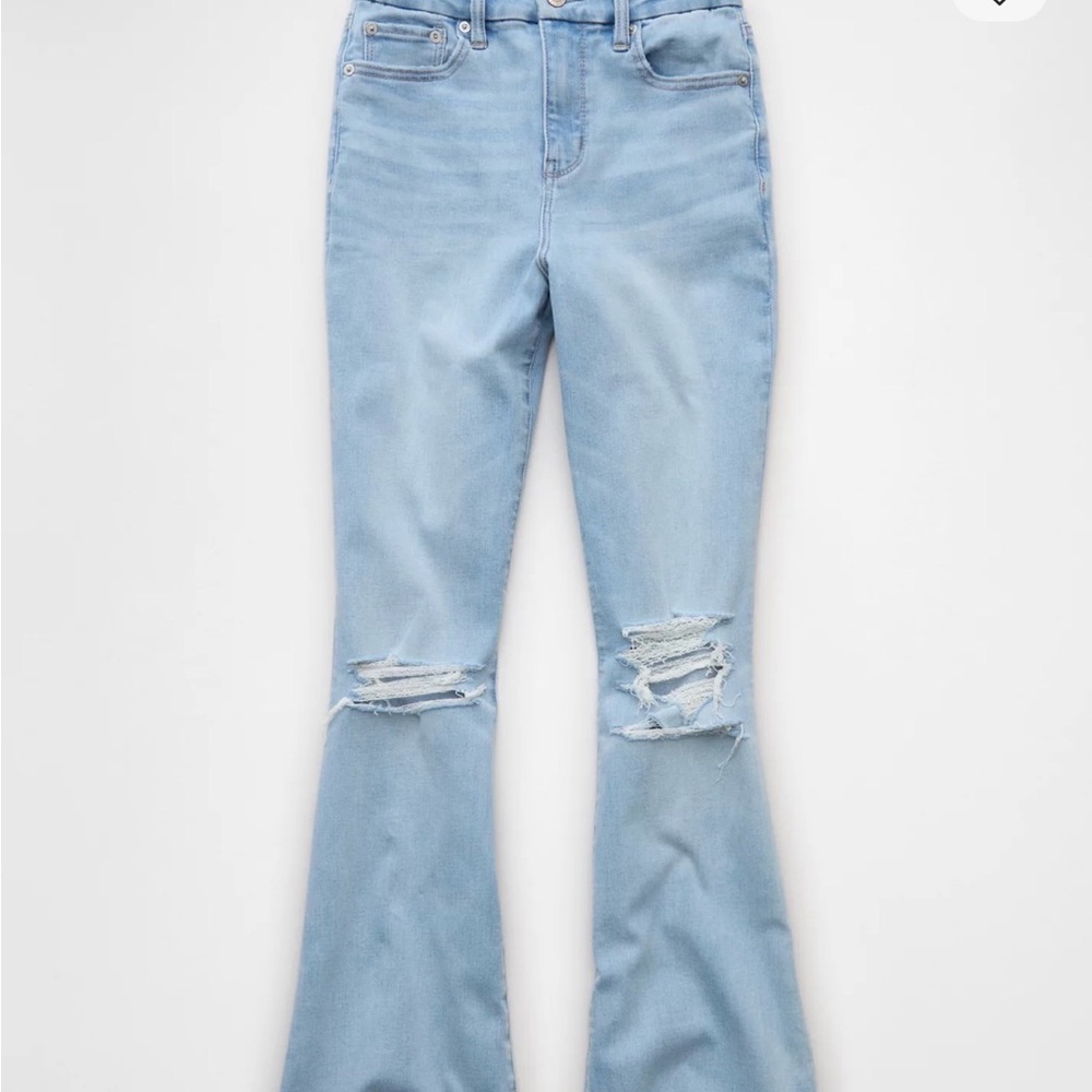 American Eagle Outfitters Light Blue Distressed Flare Jeans